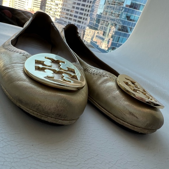 Tory Burch Gold Reva Flats - Picture 9 of 10